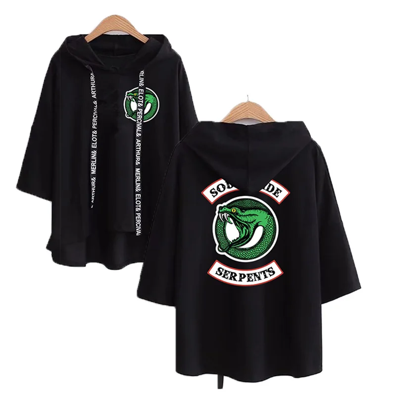 

New Riverdale T-shirt South Side Serpents Tshirt Women Hooded Casual Collar Tops Tees Short Sleeve Harajuku Kawaii T-Shirt