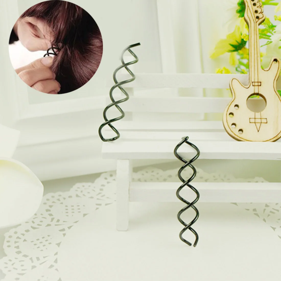 10Pcs Spiral Spin Screw Pin Hair Clip Twist Barrette Black New Hairpins