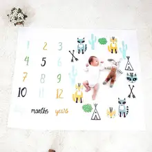 Cute Baby Blankets Soft Warm Fox Printed Toddlers Swaddle Wrap Monthly Growth Number Newborn Photo Background Infant Bath Towel