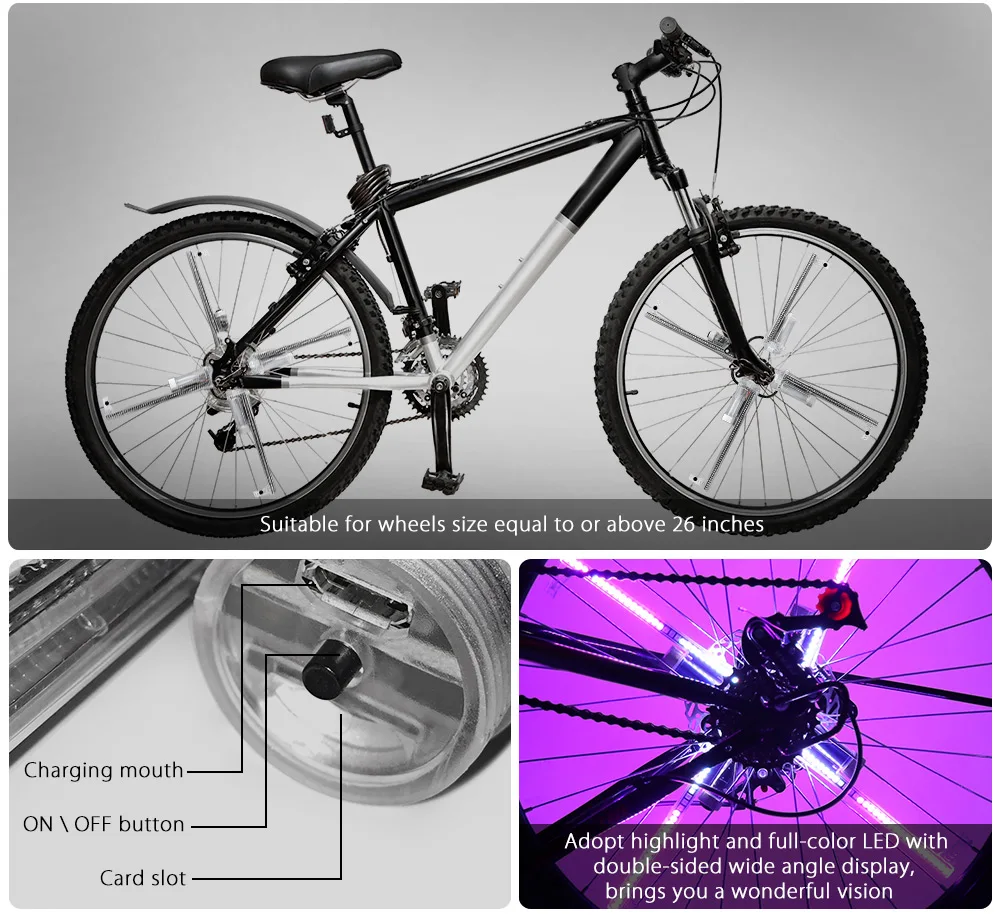 Perfect Cycle Zone Pro DIY Bicycle Light Cycling 416 / 256 LEDs Waterproof Colorful Changing Video Pictures Bike Wheel Spoke Bike Light 2
