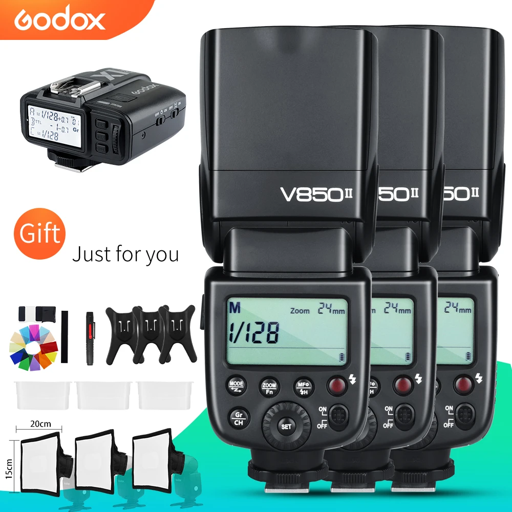 Бесплатная доставка DHL 3x Godox V850II 2 4G GN60 Беспроводная система X литий ионная батарея