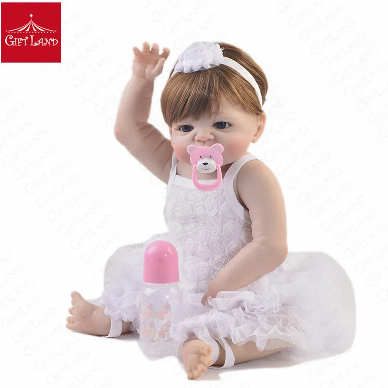 

2019 New Reborn Baby Doll Bebe Reborn 23inch Full Silicone Handmade Doll Lifelike Newborn Princess Victoria Bonecas Embroidery