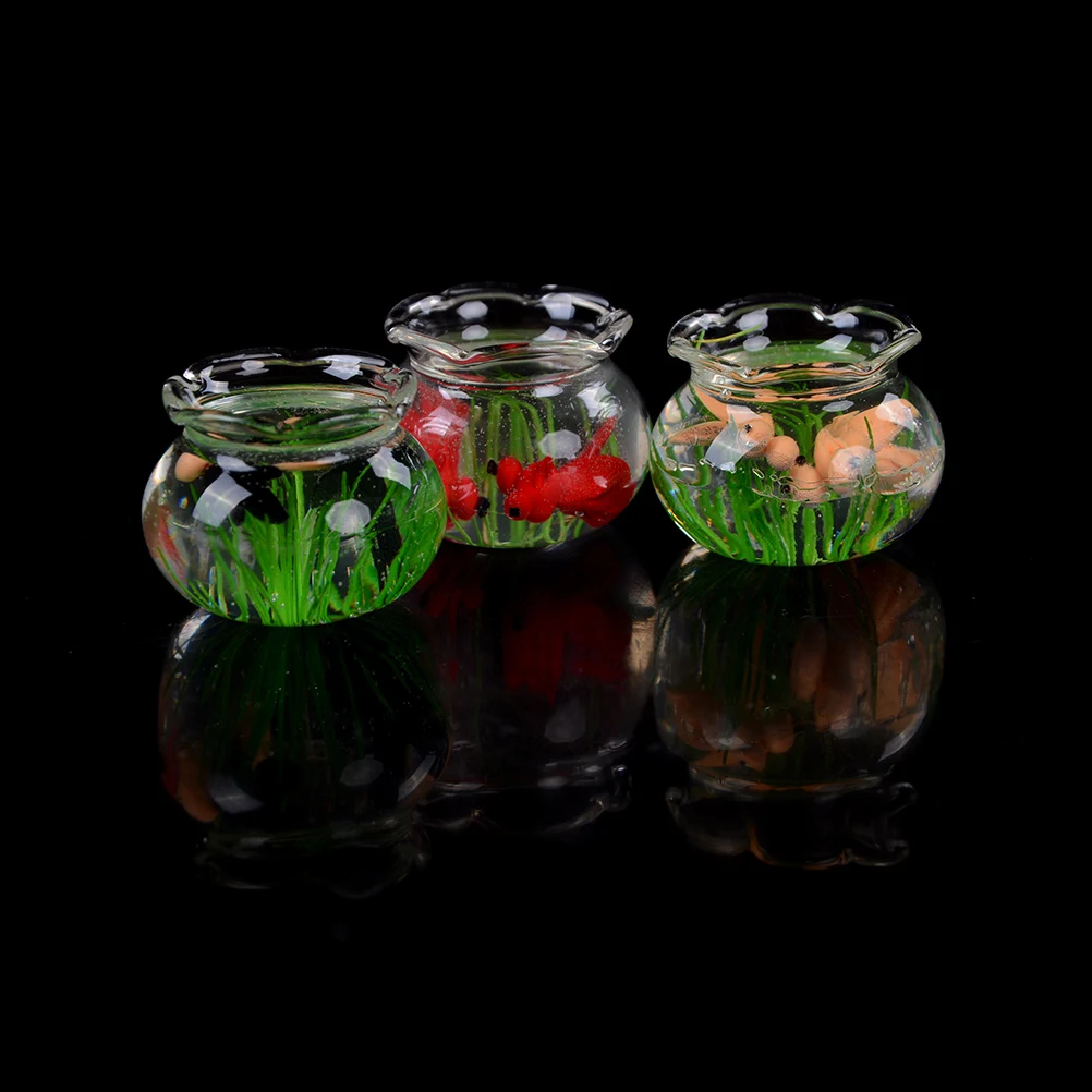 

Miniatures 1:12 Dollhouse Miniature Glass Fish Tank Transparent Aquarium Dollhouse Home Ornaments Kids Toys