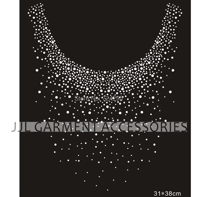 

Free shipping hot fix motif crystal iron on transfer fashion design neckline snow, welcome customized design
