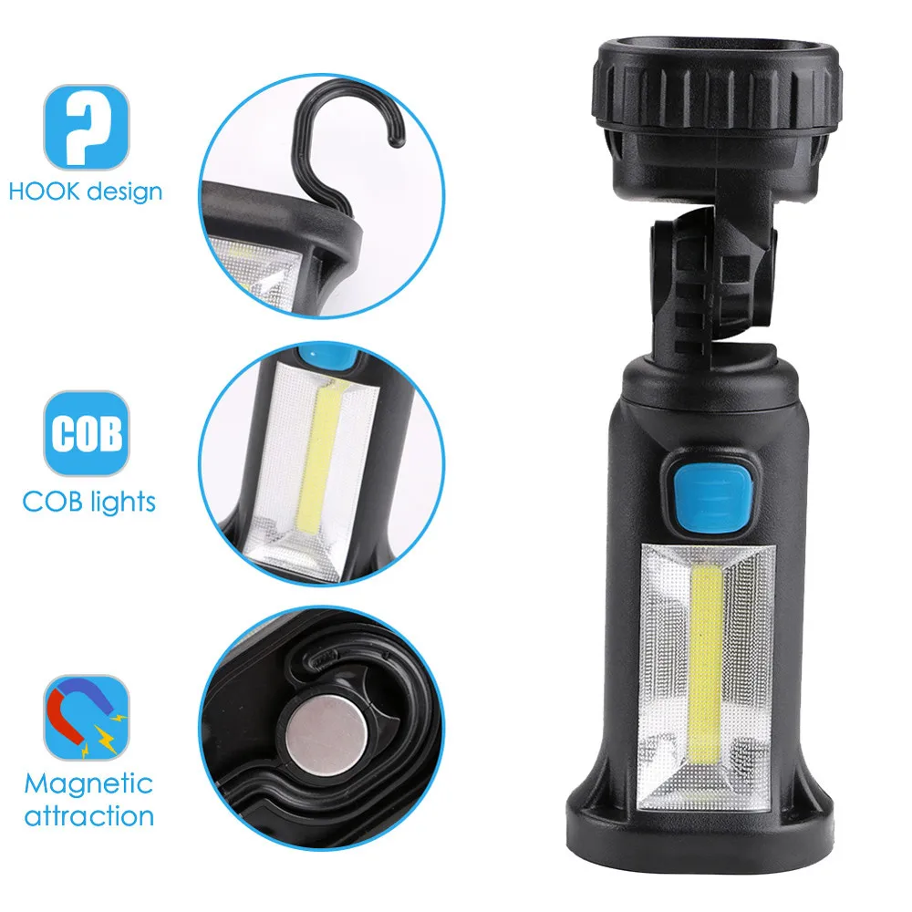 Portable Flashlight USB Torch LED Work Light Rechargeable Magnetic COB Hanging Hook Lanterna For Outdoor Camping Car Repair Lamp | Освещение