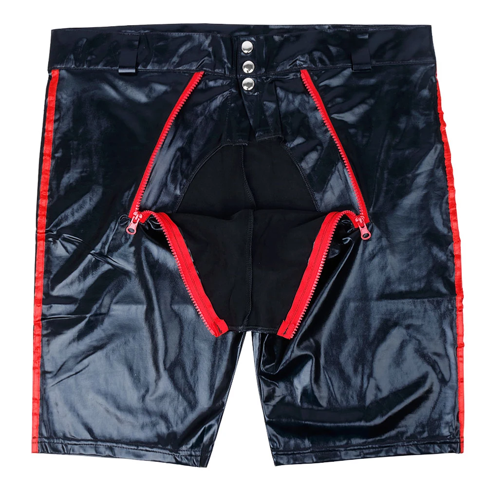 best casual shorts for men iiniim Sexy Men Patent Leather Wetlook Moto Sexy Boxer Shorts Lingerie Opened with Zipper Night Parties Clubwear Shorts smart casual shorts mens