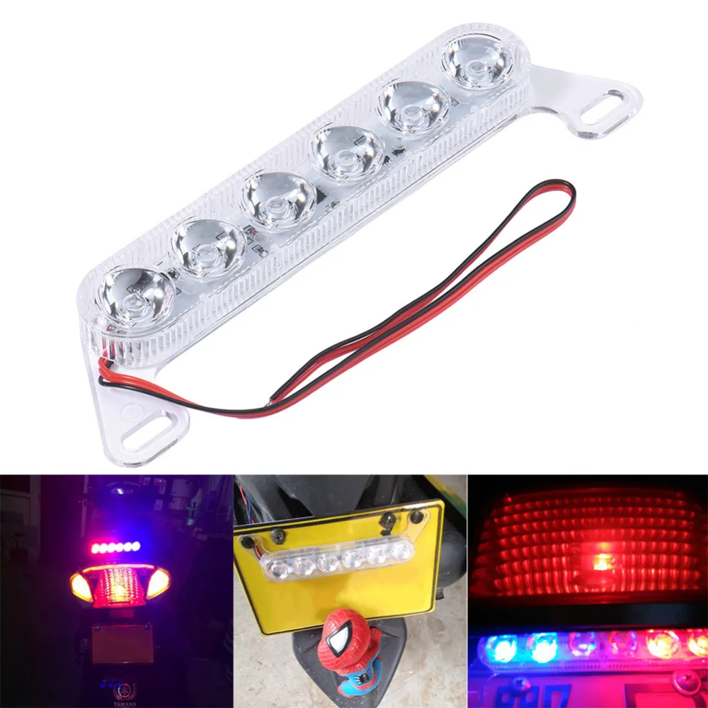 

High quality 12V LED Colorful Motorbike License Frame Styling lamp Brake Stop Warning Strobe Taillight Flash Light