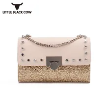 Брендовая кожаная роскошная женская сумка новая сумка на плечо с заклепками и блестками сумки через плечо женские модные сумки маленькая сумка