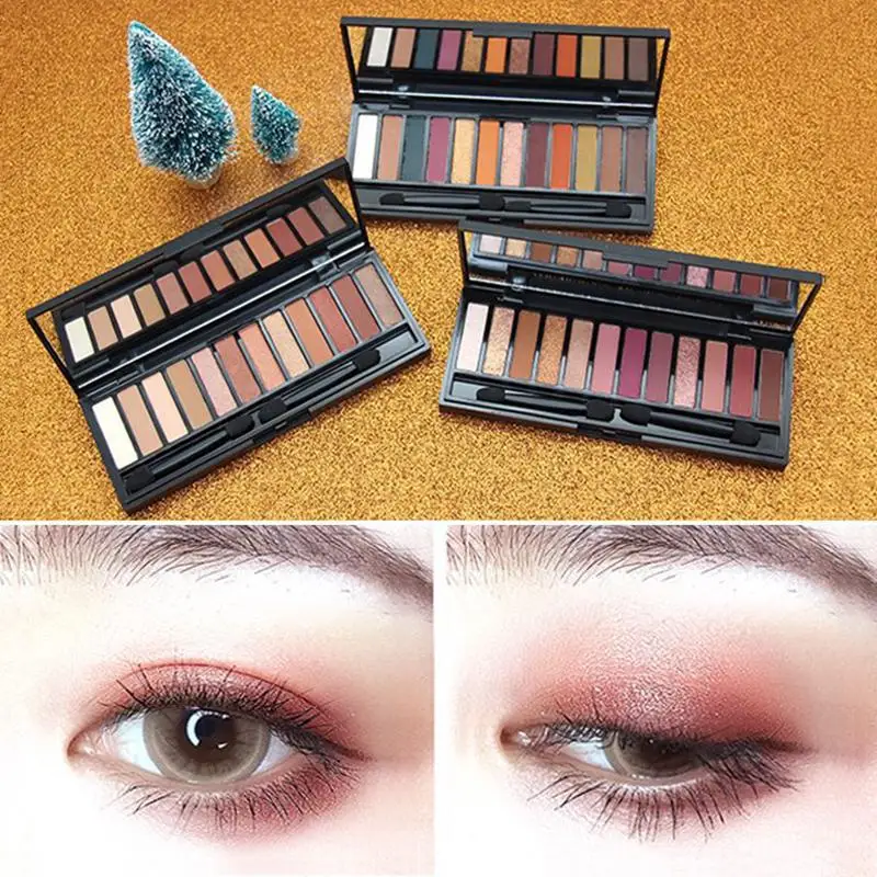 

Glitter Silky Eyeshadow Earth Color Pearlescent Matte Women 12 Color Eyeshadow Palette