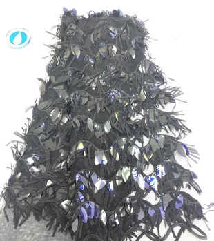 

2019 high quality sequence French Nigerian sequins net African tulle mesh sequence lace fabric for dress 5yards/lot(FJ-1-19