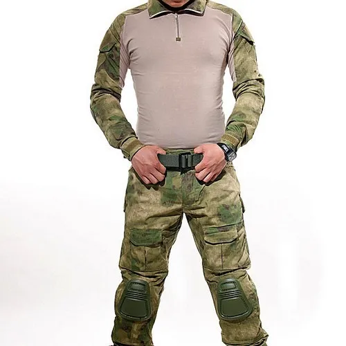 Тактический камуфляжная военная форма Одежда Костюм Для Мужчин Армия США комплексный Камуфляж для страйкбола боевая рубашка+ брюки-карго наколенники - Цвет: FG