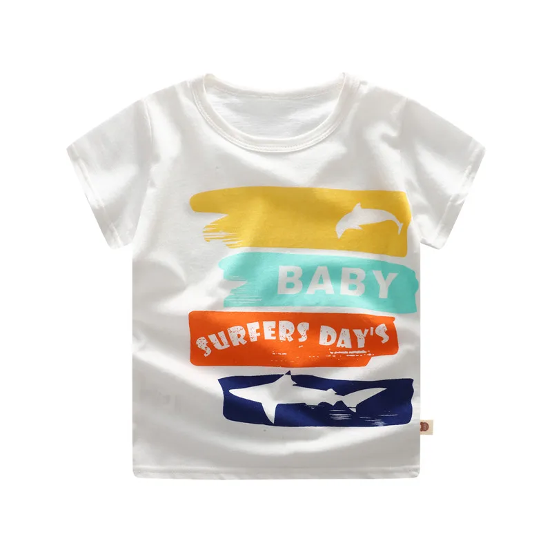 Unini-yun/футболка для маленьких мальчиков и девочек детские мягкие топы с принтом животных для маленьких девочек и мальчиков, Милая футболка, одежда футболки для девочек