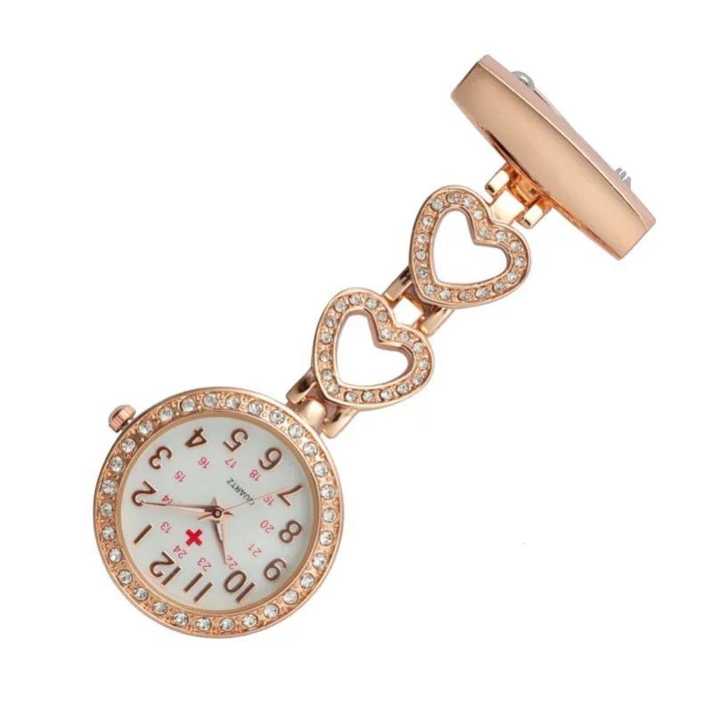 Модные часы для медсестры, женские карманные часы с зажимом и подвеской в виде сердца, кварцевые часы для медицинского врача, часы для медсестры