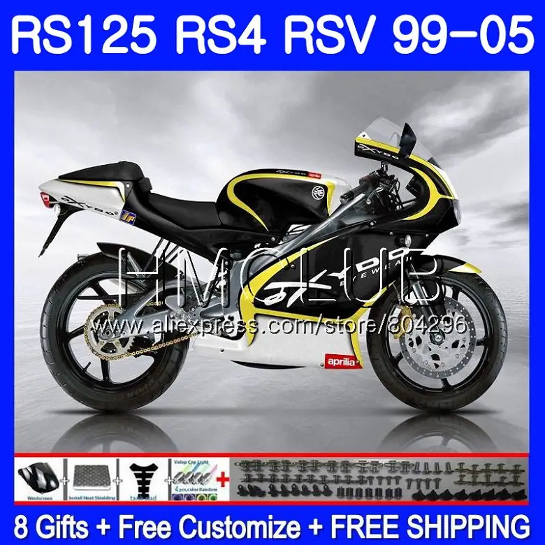 RS4 желтый и черный для Aprilia RS 125 99 00 01 02 03 04 05 122HM.10 RSV125R RSV125 R 2000 2001 2002 2003 2005