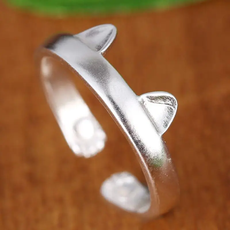 

Korean Fashion Copper Jewelry Cute Cat Ear Open Women Rings