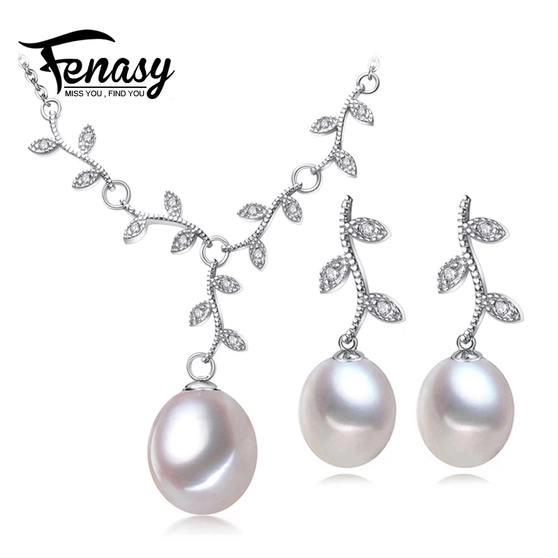 

FENASY Amazing jewelry 2018 new freshwater pearl jewelry gift,retro jewelry set for women pink/purple pear