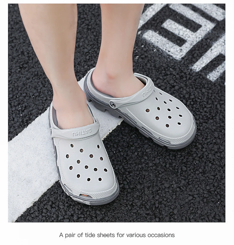 SERENE Brand Croc Summer Casual Sandals New Man Aqua Clog Slipper Hot Male Band Sandalias Swimming Shoe Ocean Beach Garden Shoes (8)