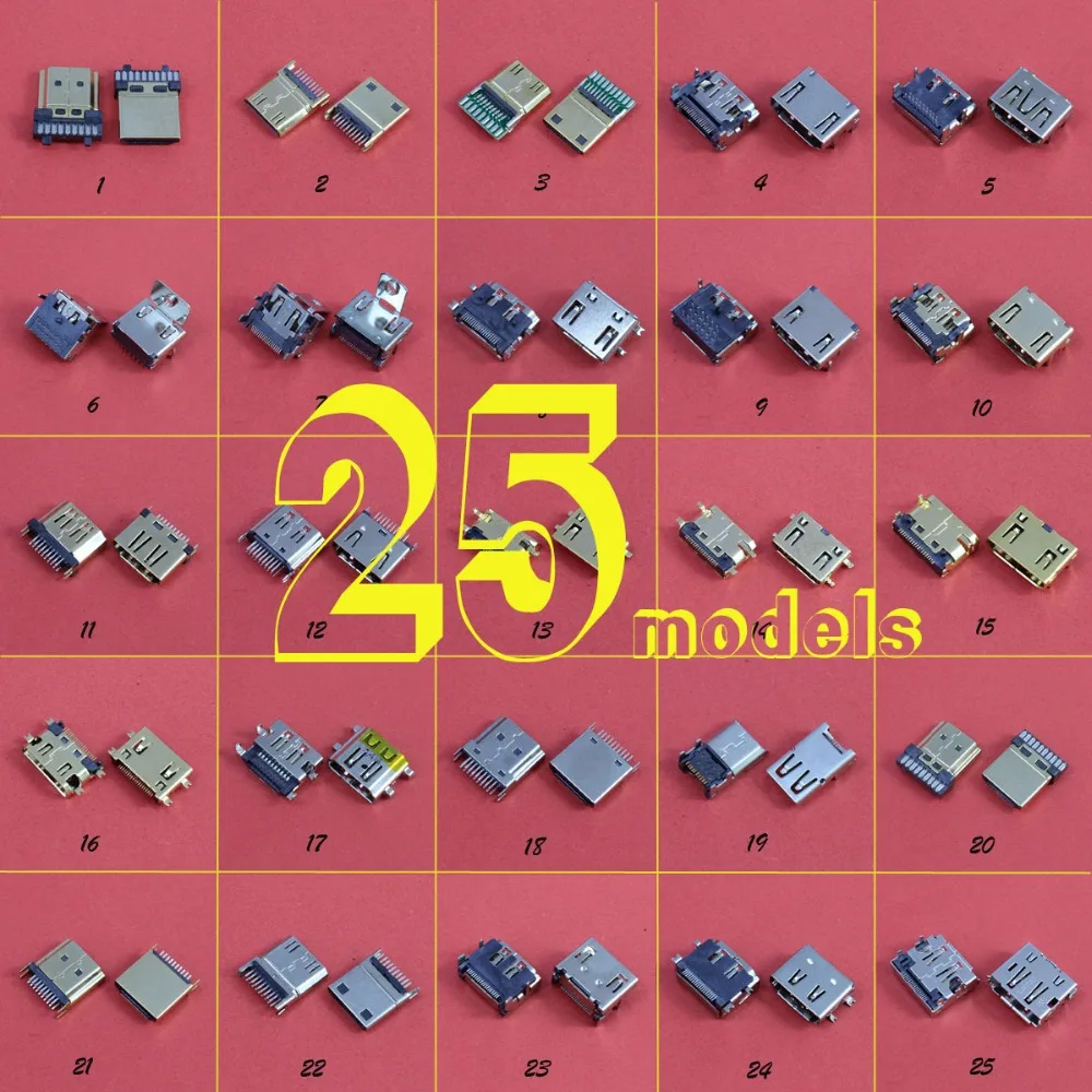 ChengHaoRan 25 моделей HDMI штекер/разъем 19PIN 180 градусов Тип B C позолоченный