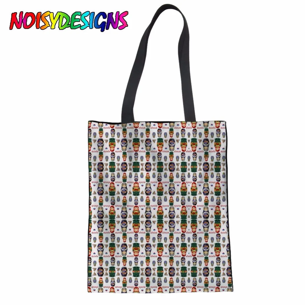 

Women Bag Canvas Handbag Female Russia Matryoshka Dolls Lady Shoulder Bag for Girls Travel Totes Summer Beach Bags School Bags