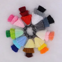 Summer color 3 layer Puff skirt silk Tassel Handcrafted jewelry finding pave cz druzy pendant beads rainbow silk tassel 2131