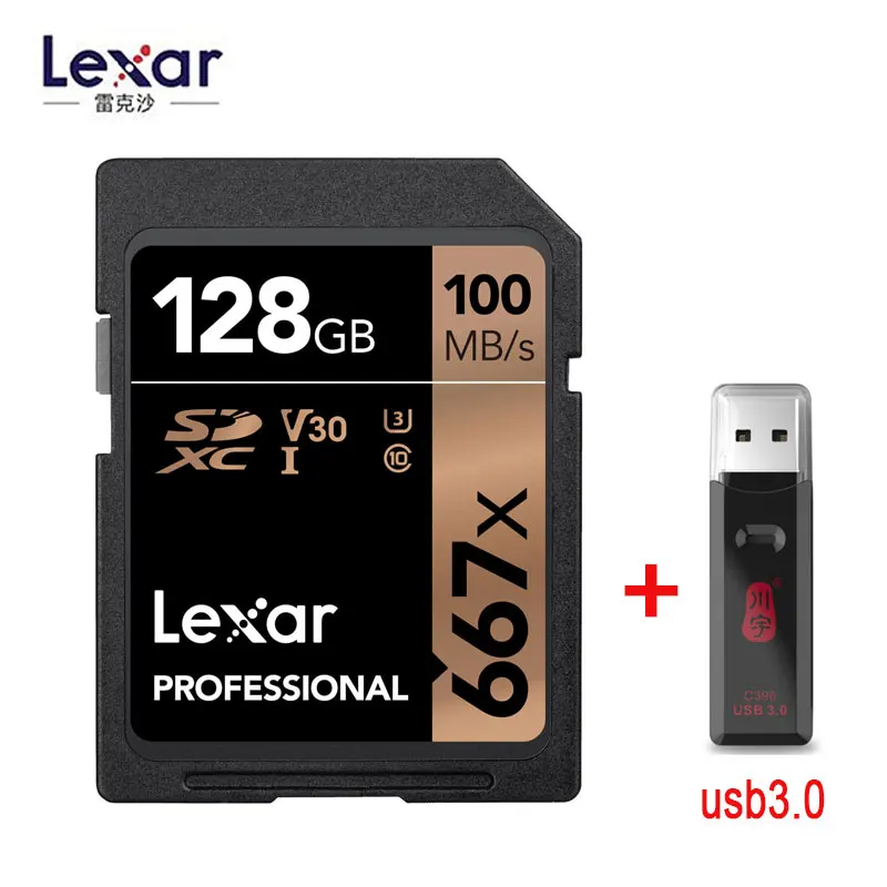 Lexar Профессиональный 667x SDXC UHS-I 64 Гб 128 ГБ 256 ГБ карты до 100 МБ/с. читать с возможностью поворота на 90 МБ/с. записи высокоскоростной Камера