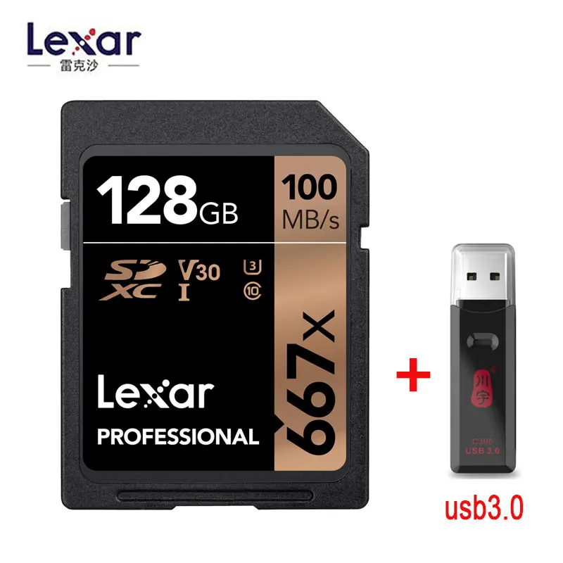 2019 новый оригинальный Lexar Профессиональный 667x SDXC UHS I 64 Гб 128 ГБ 256 карты до 100 МБ/с.