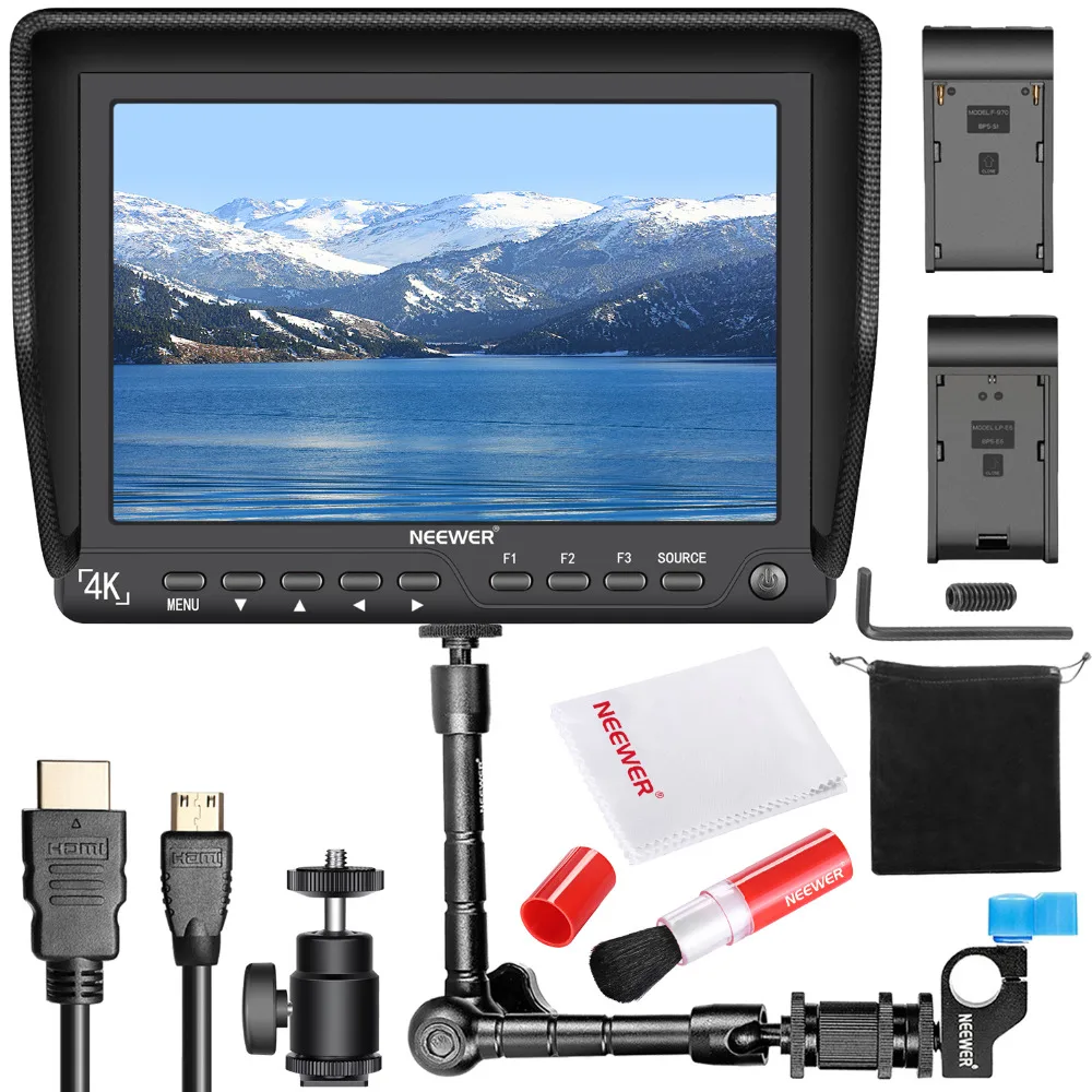 Neewer NW759 Camera Field Monitor Kit:7 inches Ultra HD 1280x800 IPS Screen Field Monitor+F550 Replacement Battery+Micro USB Battery Charger+Carrying Case for Sony Canon Nikon Olympus Pentax Panasonic