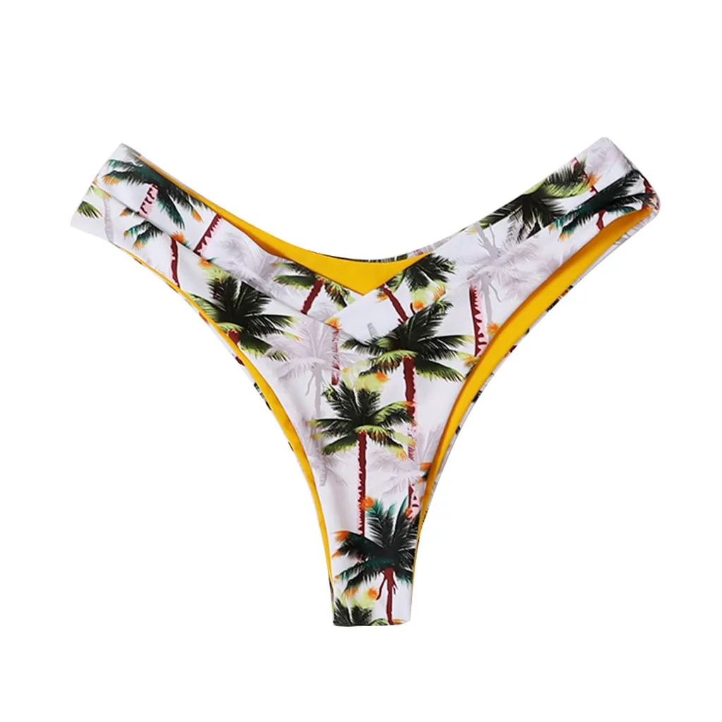Сексуальные женские стринги бикини-танга с принтом кокосового ореха, купальный костюм, пляжная одежда, купальные штаны, женские нижние купальники, maillot de bain femme