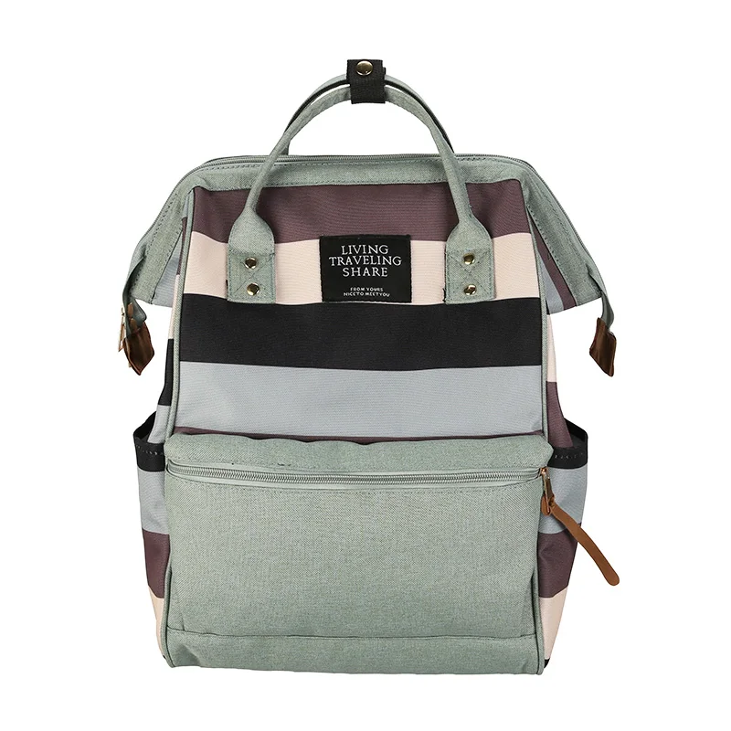 

Newest anello ring striped backpack canvas school printing ring bag travel backpack women's male backpack youth bag