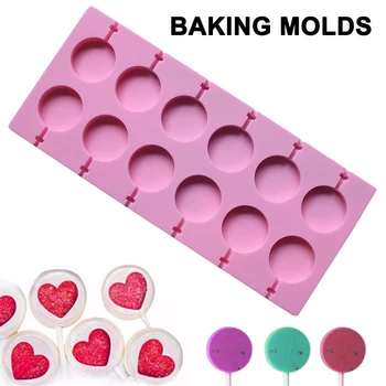 

Newly Round Shape Silicone Mold Lollipop Mould Home DIY Chocolate Candy Baking Tool