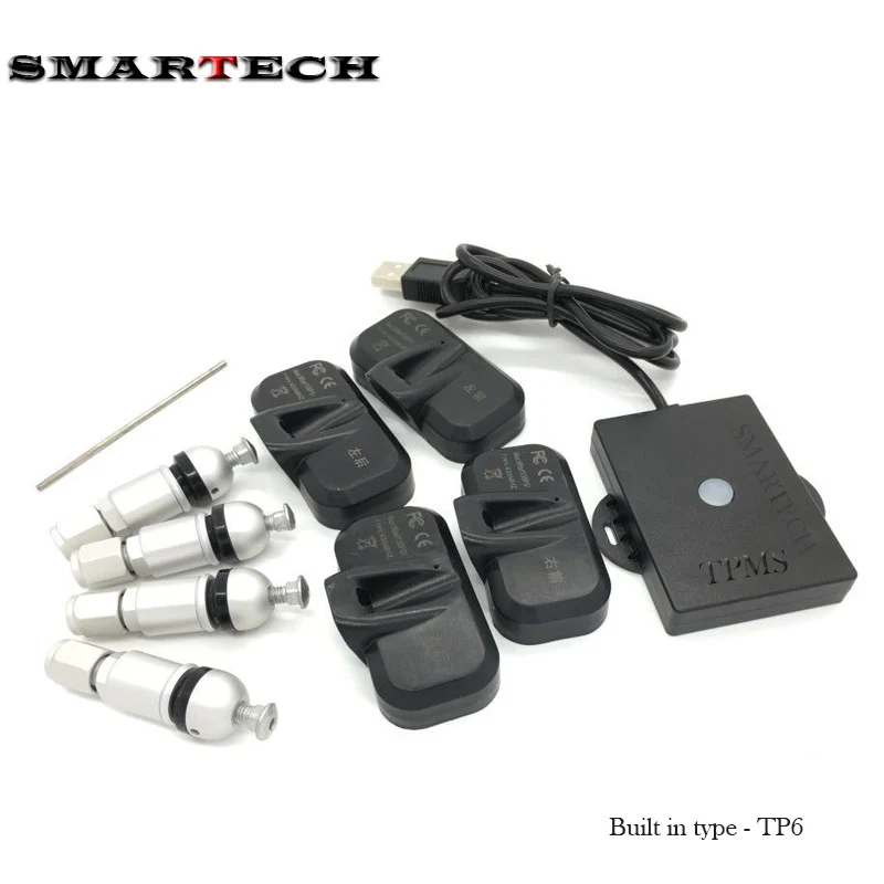 USB Car TPMS for SMARTECH Android Car DVD Car Tire Pressure Monitoring System 4 Sensors Alarm Tire Temperature Monitoring System tp630 tpms car smart bluetooth tpms tire pressure psi bar temperature alarm system for android for ios 4 sensors