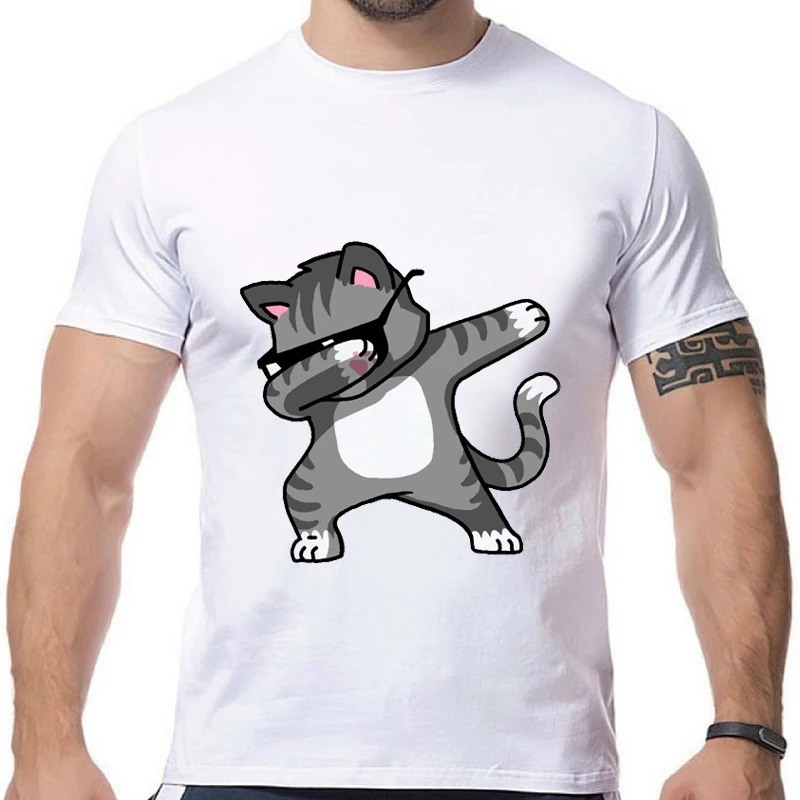 Модная забавная футболка для танцев DAB, единорог, кошка, Зебра, панда, собака, кролик, футболка с коротким рукавом, топы в стиле хип-хоп, футболка BMD02 RW