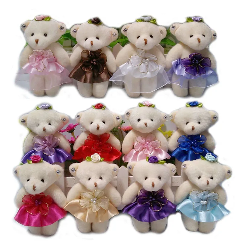 

Flower Bouquets Material Plush Toys Cute Mini Model Lace Dress Teddy Toy Mixed 12 Colors For Wedding dolls, 10 pcs/lot