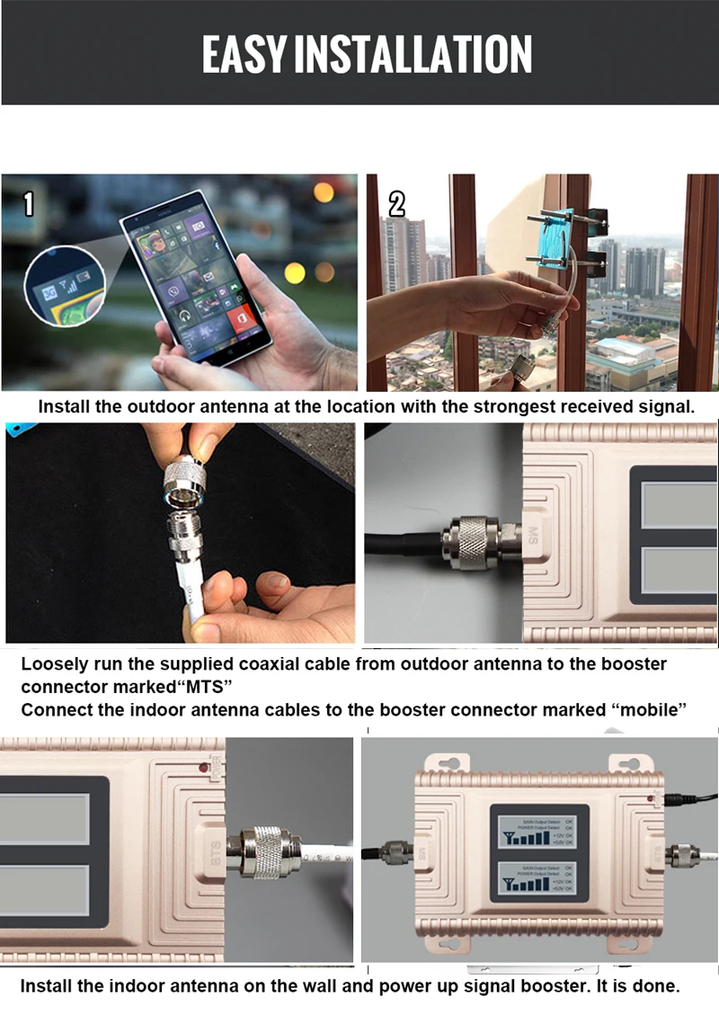 LCD Display GSM 900 4G LTE 1800 Repeater GSM 900 1800 mhz cellular Signal Booster 65dB Dual Band Amplifier Repetidor Celular (6)