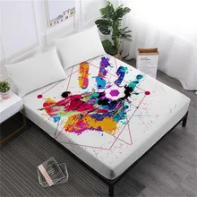 Sports Football Design Bed Sheet Watercolor Hand Print Fitted Sheet Colorful Bedclothes Football Fans Bedding Deep Pocket D25