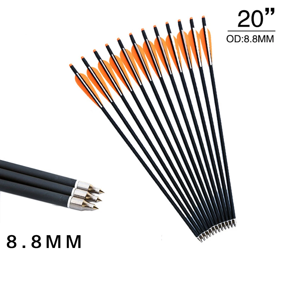 

6/12/24pcs 20" Carbon Crossbow Arrows Diameter 8.8mm Remove Tips Archery Bow Target Arrow for Hunting/Shooting