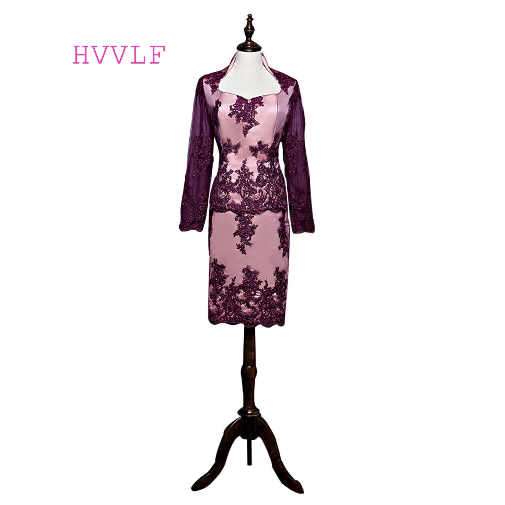 Bordeaux 2019 Moeder Van De Bruid Jurken Schede Lange Mouwen Knielengte Lace Korte Bruidegom Formele Moeder Jurken Voor Bruiloft Bordeaux 2019 Moeder Van De Bruid Jurken Schede Lange Mouwen Knielengte Lace Korte Bruidegom Formele Moeder Jurken Voor Bruiloft