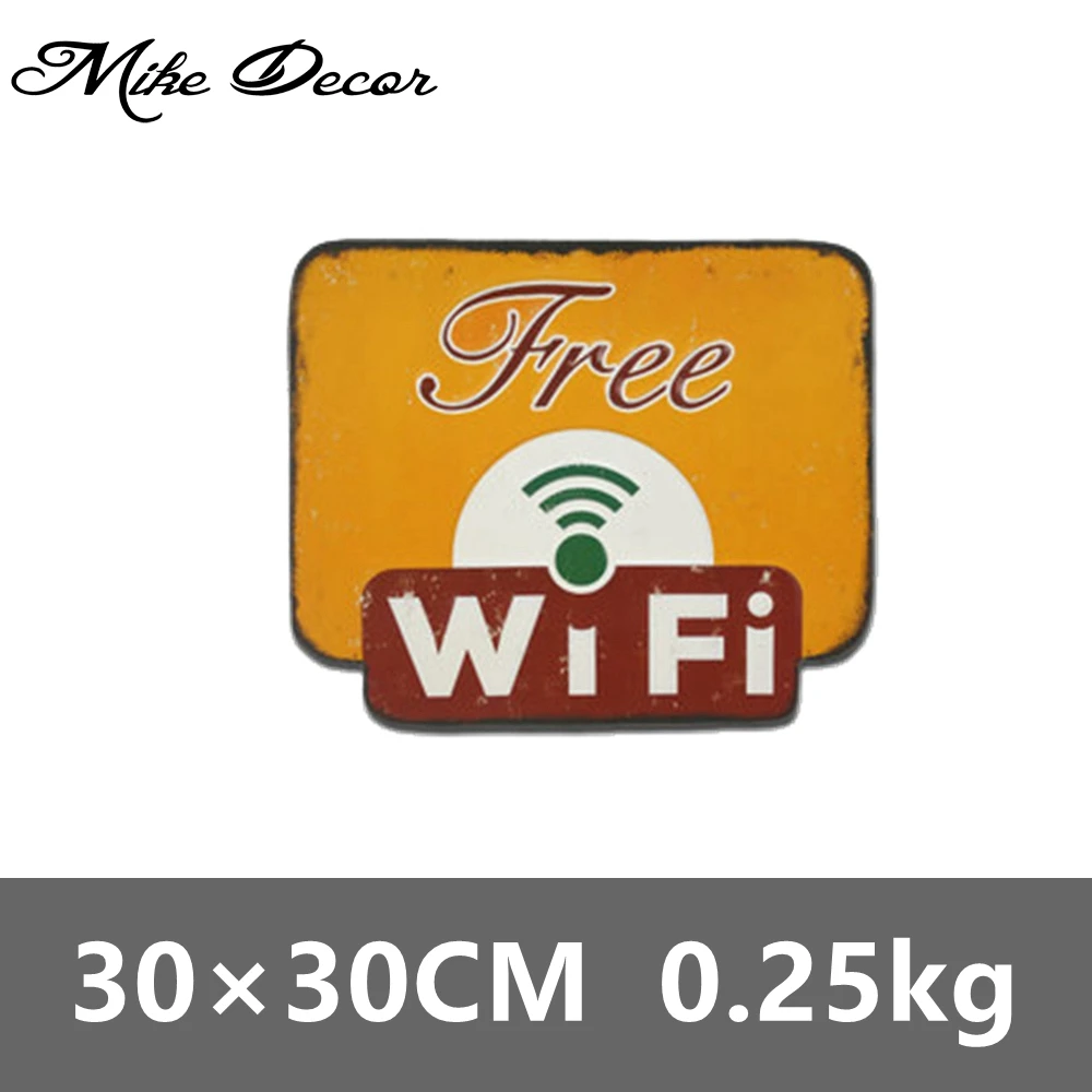 [Mike Decor] Wifi жестяная вывеска Ретро подарок неправильная настенная доска домашний