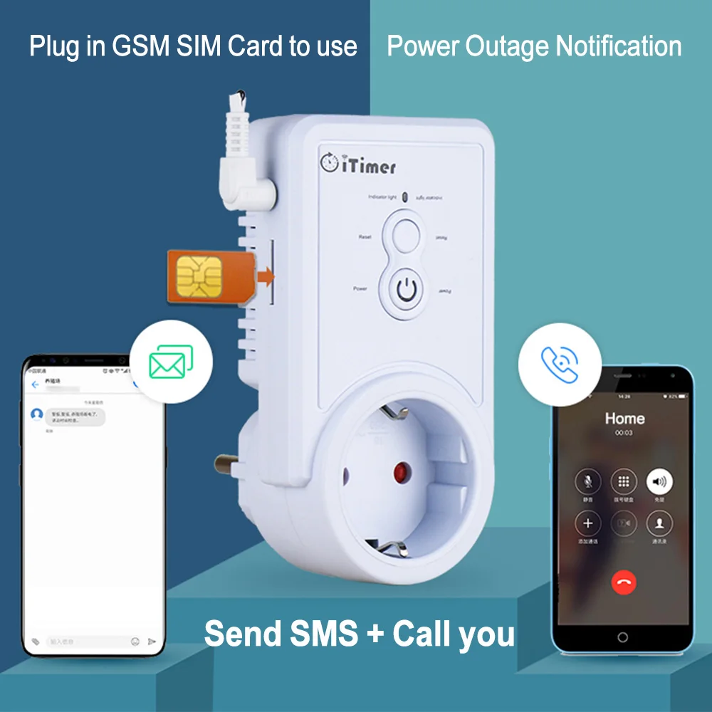 Power Plug Adapter English Russian SMS Control Smart GSM Power Plug Socket Outlet Switch Temperature Sensor Timing Control
