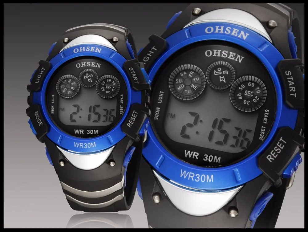 New Fashion Ohsen 0815 Quartz Kids Watches Boys Girl Xmas Gift Alarm Clock Sport Digital Watch LED Colorful Backlight Relojes (15)
