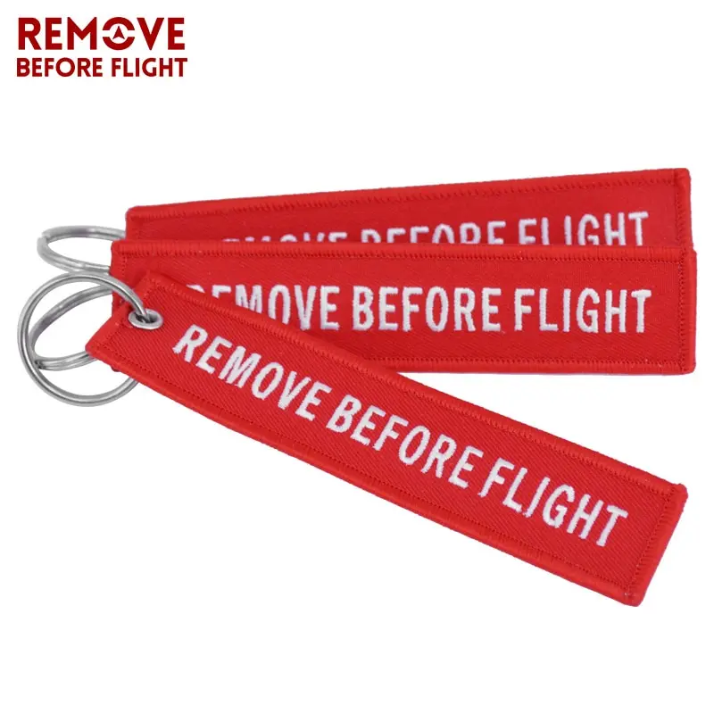 Remove Before Flight Chaveiro тег брелок с вышивкой брелок для ключей для авиации OEM Брелоки ювелирные украшения Чемодан бирка в виде брелка для ключей, 5 шт./лот