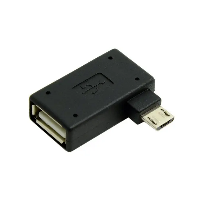 90 градусов левый и правый угловой Micro USB 2 0 хост адаптер OTG черный цвет с Power для Android