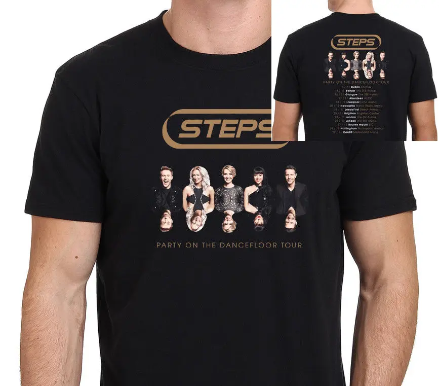 Шаги вечерние на танцпол Tour 2017 Для мужчин черный футболка Размеры: S M L XL