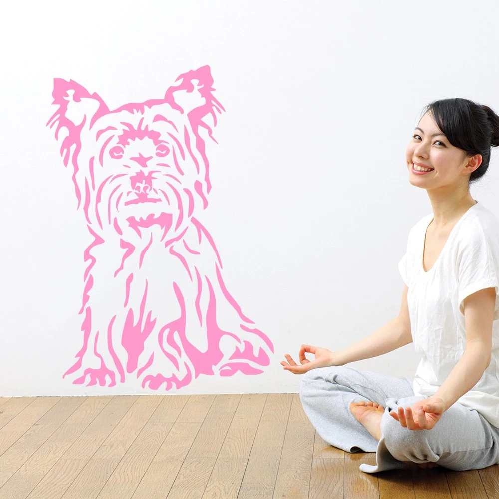 WALL STICKERS DOG YORKSHIRE TERRIER pink dogs Vinyl Decal Mural Art Sticker 