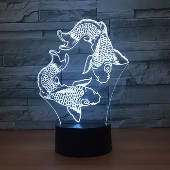 

Lighting fish 3D night light creative 7 color touch usb led lamp 1409