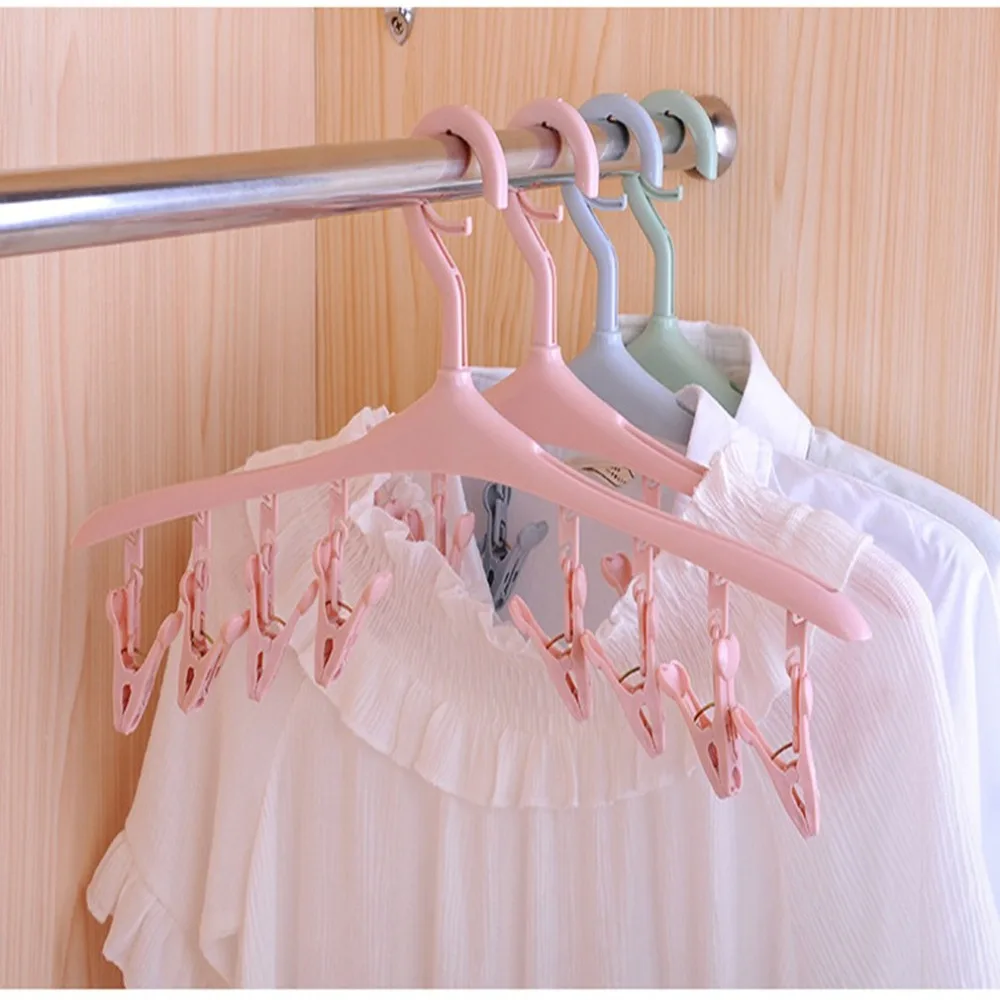 

Cute Pstic Hanger Clothes Wardrobe Home Clothes Rack Underwear Bra Socks Windproof Hangers Clip