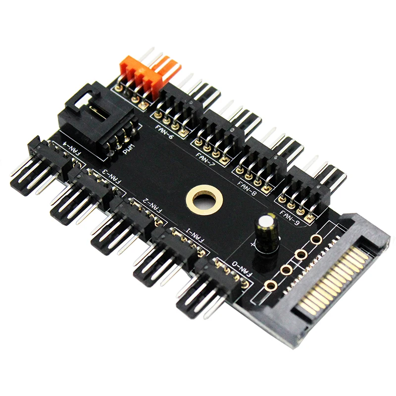 1 to 10 PC Cooler Fan Hub Splitter Cable Pwm SATA /Molex 12V Power Supply Speed Adapter Fan controller Mining