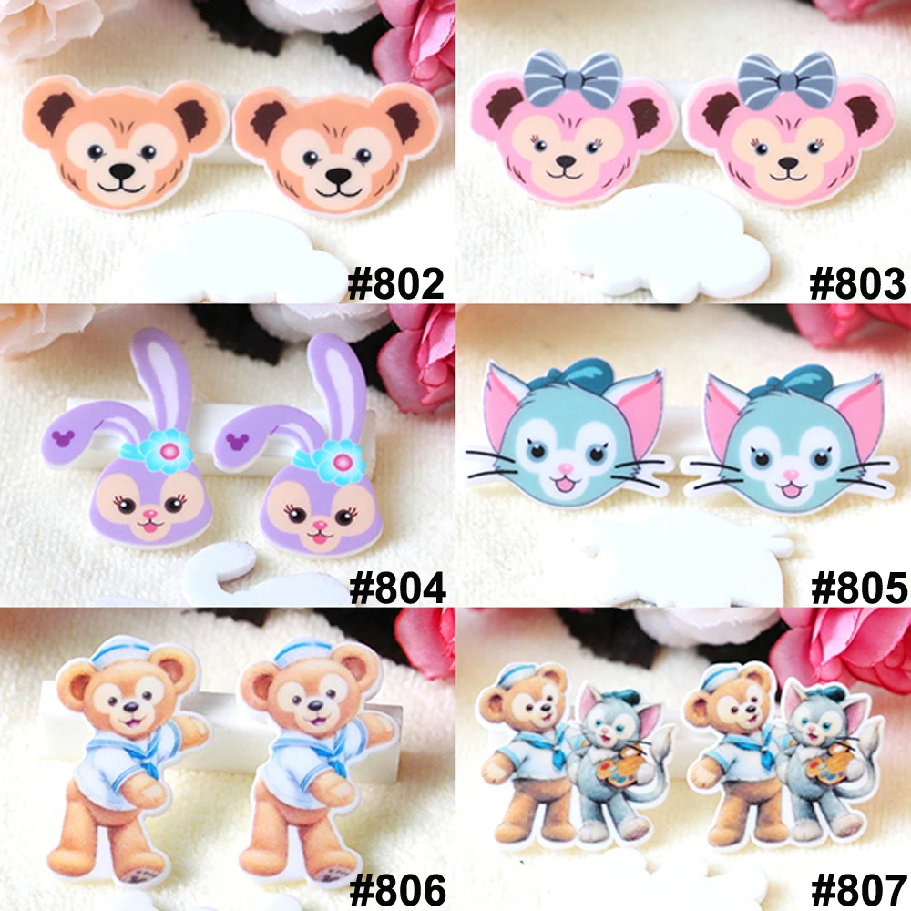 

60pcs Mixed Japan Cartoon Bear Cat Rabbit Flatback Resins Kawaii Planar Resin Cabochon DIY Craft Embellishments For Scrapbooking