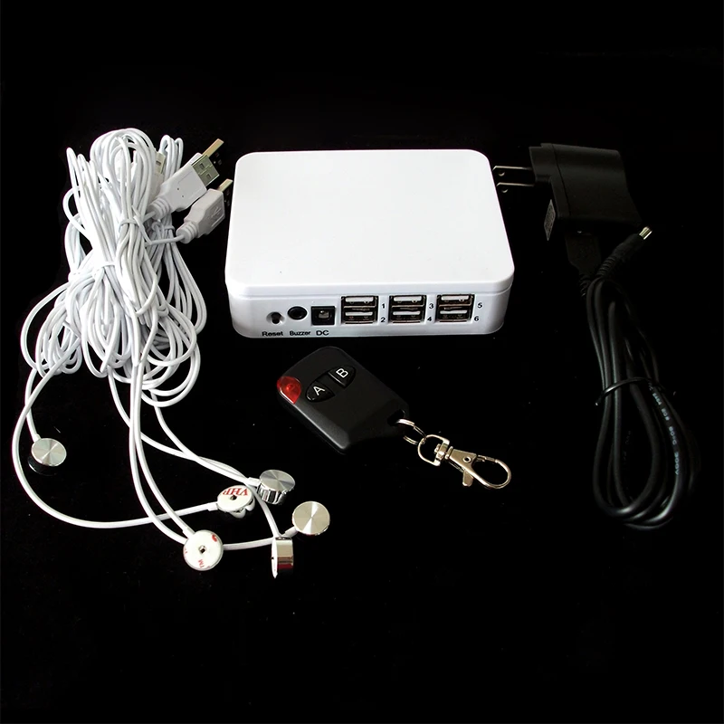 

6 port wireless mobile phone security alarm system laptop anti theft device tablet burglar alarm with remote control and sensor