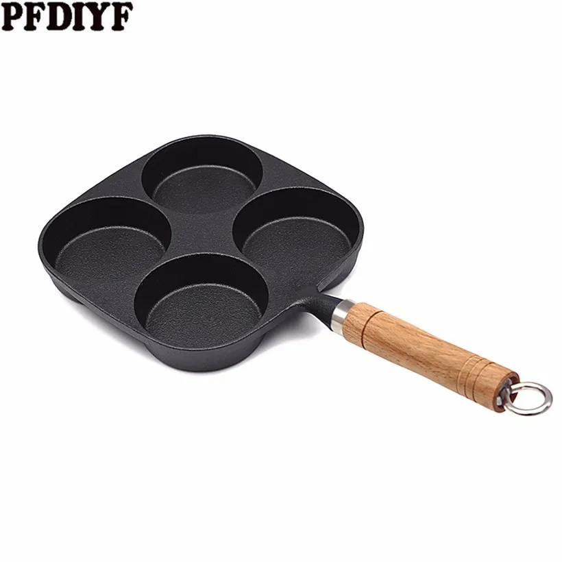 

4-in-1Thickening iron Fried Egg Omelette Pan Non-stick No Oil-smoke Breakfast Pan Use for Gas & Induction Cooker Kitchen Helper